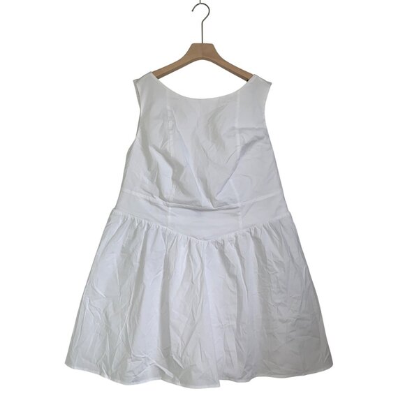 Wild Fable Womens White Sleeveless Cotton Dress With Tie Back & Pleated Skirt 2X - Picture 4 of 12